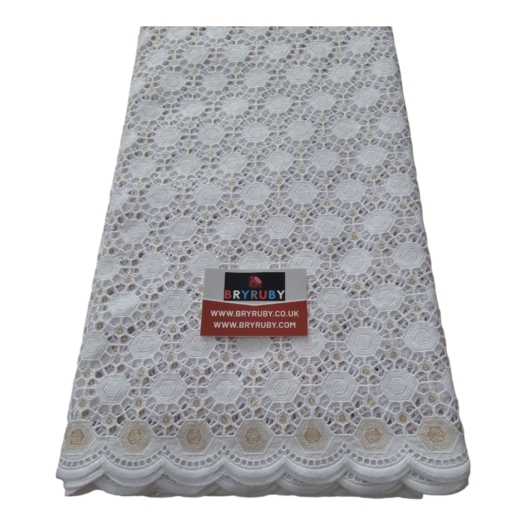 Lala WhiteGold no stones Swiss Cotton Lace - SCL12A