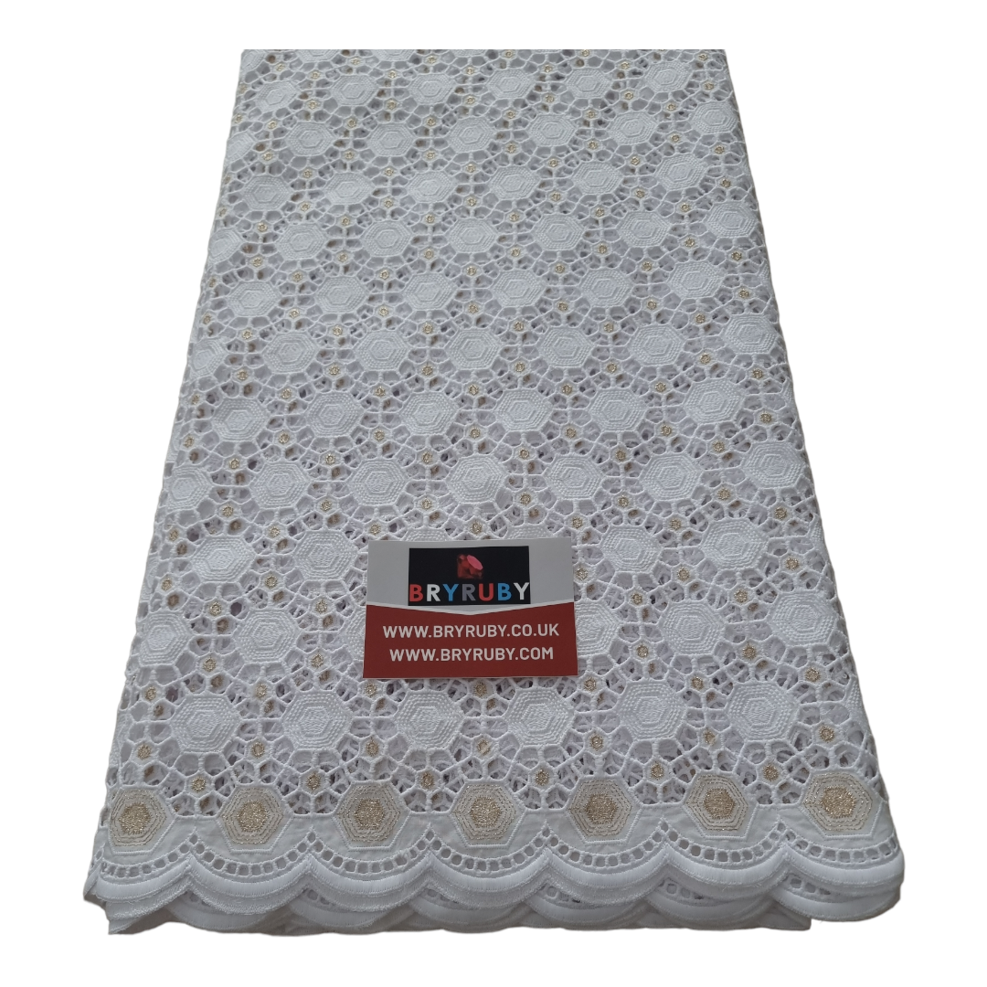 Lala WhiteGold no stones Swiss Cotton Lace - SCL12A