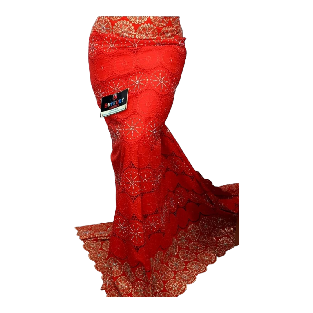 Olivia Red TINY stoned Swiss Cotton Lace SCL10AC